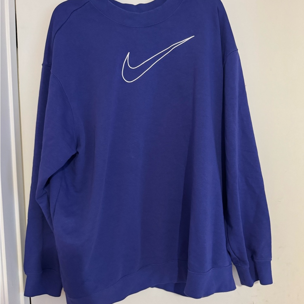 Nike Royal Blue Crewneck Sweatshirt with White Swoosh